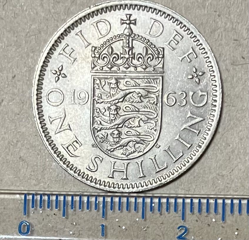 イギリス　1シリング　1963年　外国コイン　古銭　外国古銭　シリング　エリザベス2世_画像2