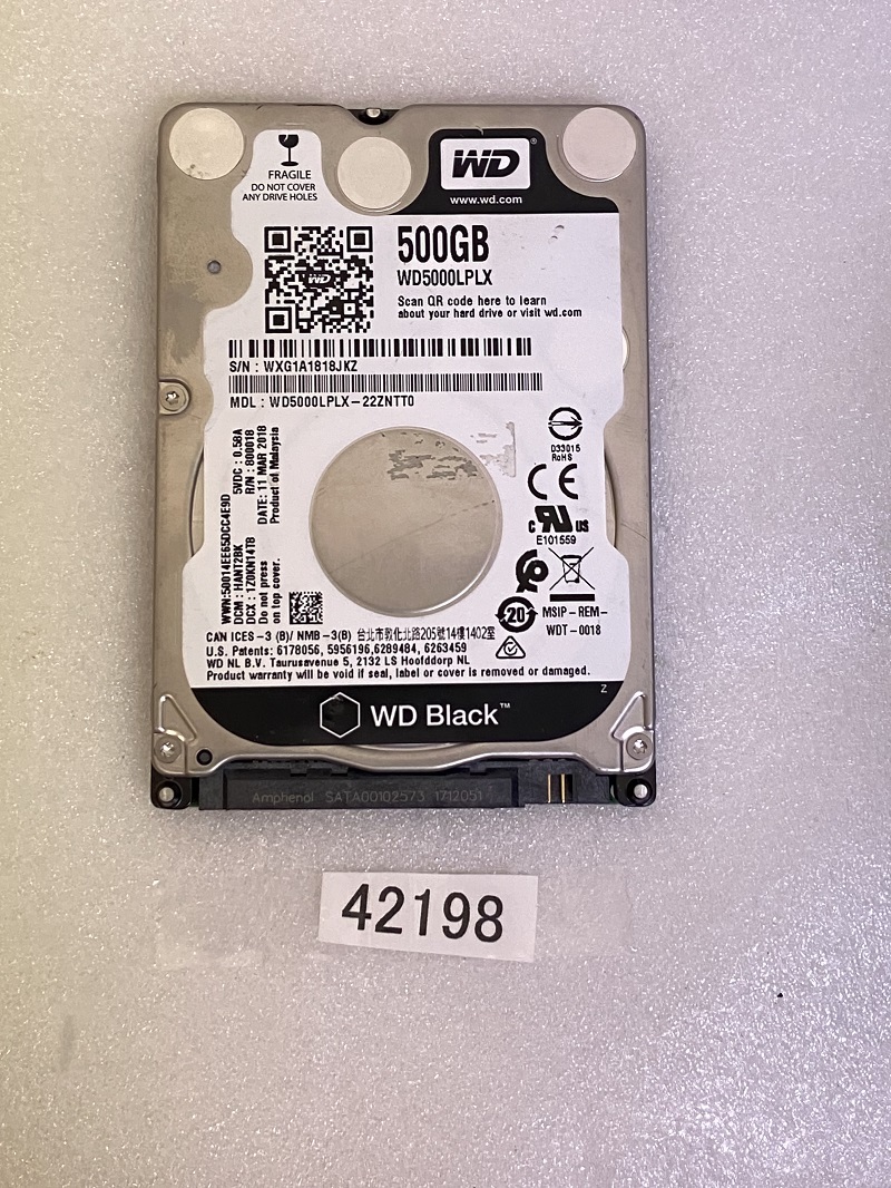  WD 2.5インチ Sata HDD 500GB WD5000LPLX-22ZNTTO (42198)の画像2