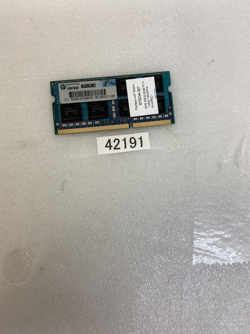 Hynix 2Rx8 PC3-12800S DDR3 ノートPC用 メモリ 204ピン 8GB 1枚 DDR3 LAPTOP RAM (42191)の画像3