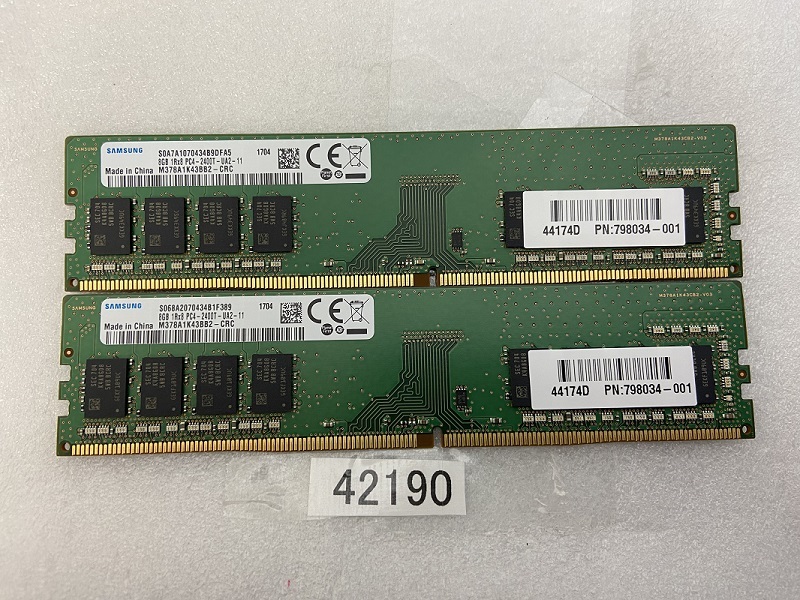 Samsung 1Rx8 PC4-2400T 8GB 2枚組 16GB DDR4 デスクトップ用メモリ 288ピン ECC無し DESKTOP RAM (42190)