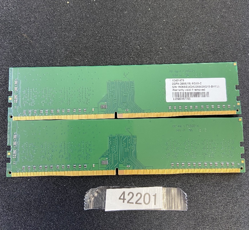 DDR4 2666 8GB 2枚組 16GB DDR4 デスクトップ用メモリ 288ピン ECC無し DESKTOP RAM (42201)