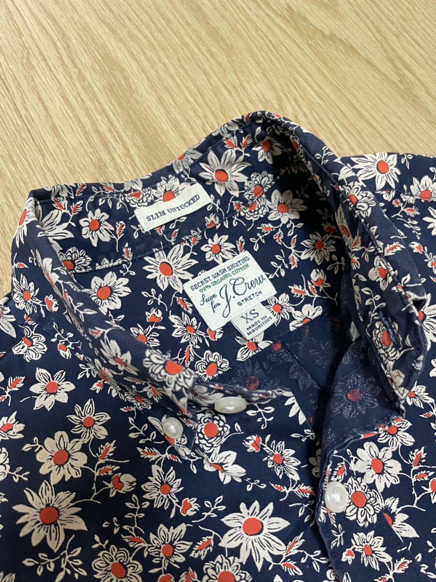 【中古美品】J.CREW XS スリムフィット メンズ 長袖 シャツ ジェイクルー 花柄 モーリシャス製 2019年_画像2