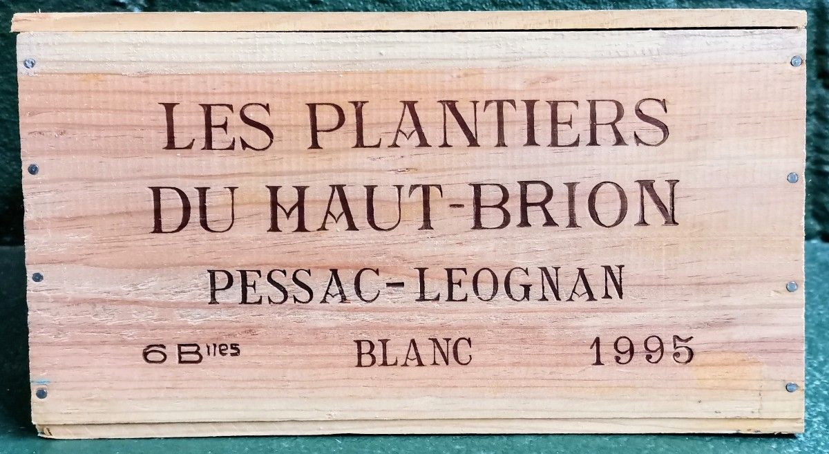 フランスボルドーグラーヴ希少なワイン木箱２、1995’/2001’レプランティエールデュオーブリオン ブラン　ウッドケース　レア品