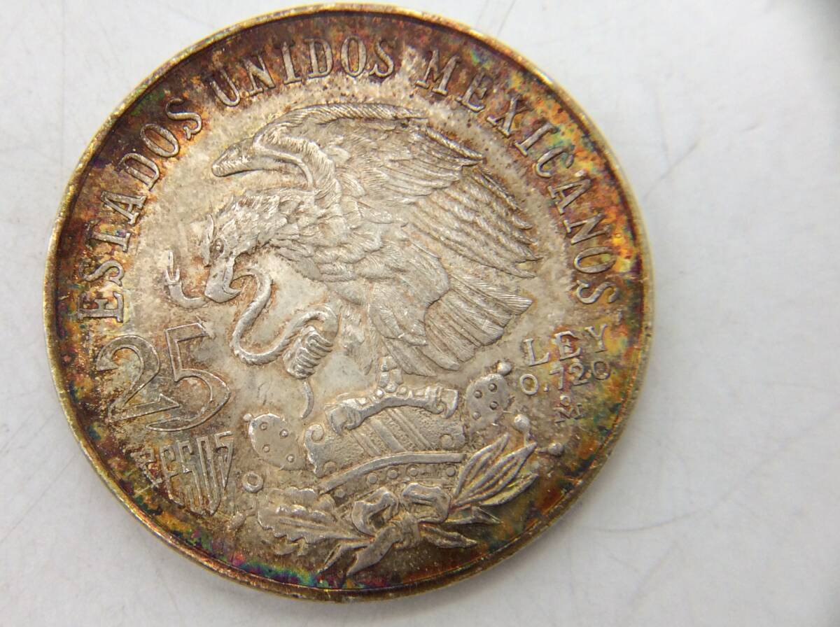#2664 外国銀貨 メキシコオリンピック 記念銀貨 25ペソ 比重 SV725 1968年 シルバーコイン 22.45g コレクション 古銭 コイン収集 の画像4