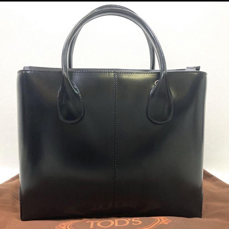 1 иен [ прекрасный товар ] TOD\'S Tod's большая сумка чёрная кожа D сумка 2way мужской женский ходить на работу работа сумка плечо серебряный металлические принадлежности чёрный 