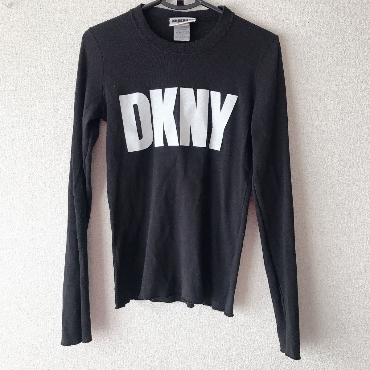 DKNY JEANS ダナキャランニューヨーク モダール ロンT カットソー トップス 長袖Tシャツ　長袖　ロゴ　黒　M〜L