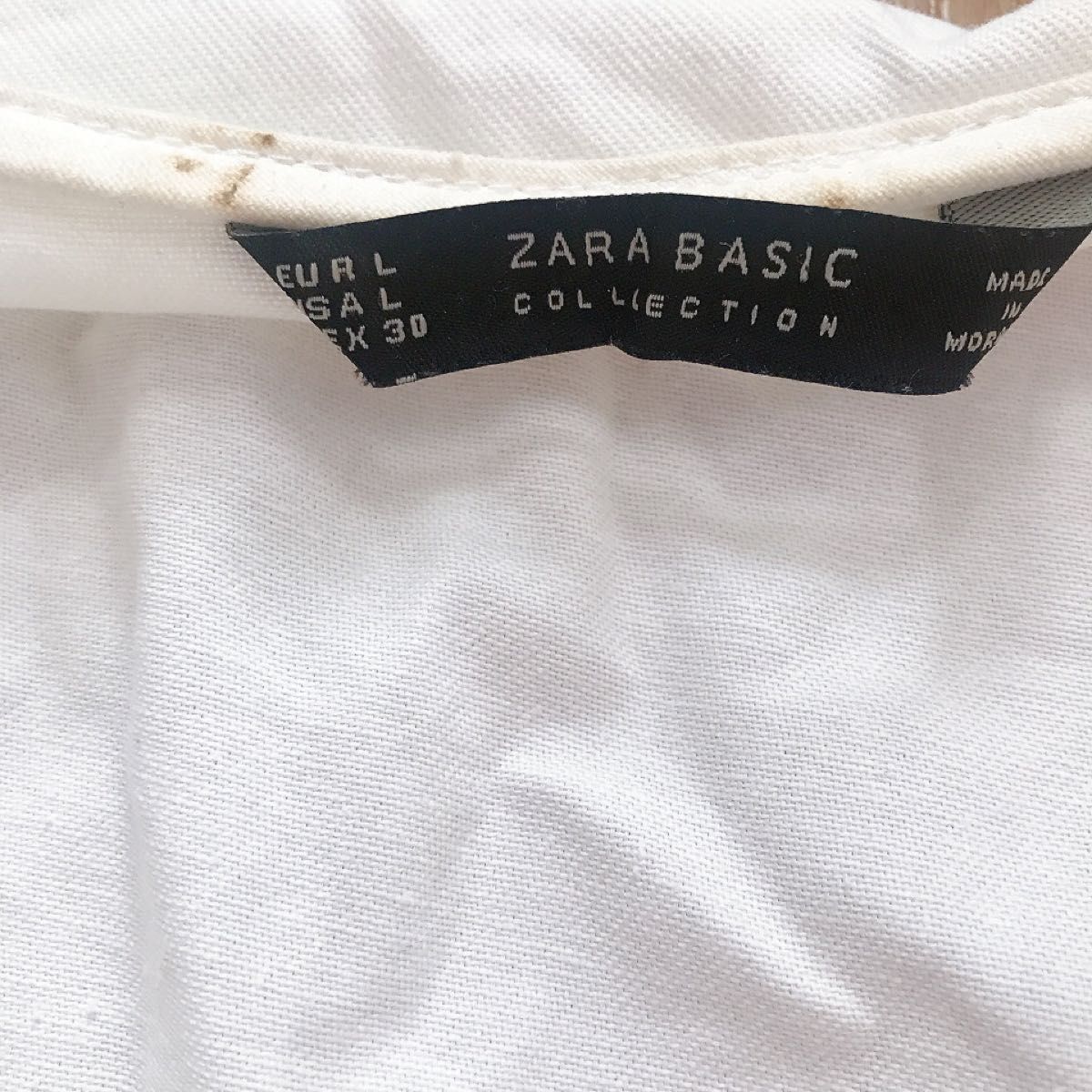 ZARA BASIC ザラ　リボン袖 綿 ジャケット シャツ 白　ボリューム袖
