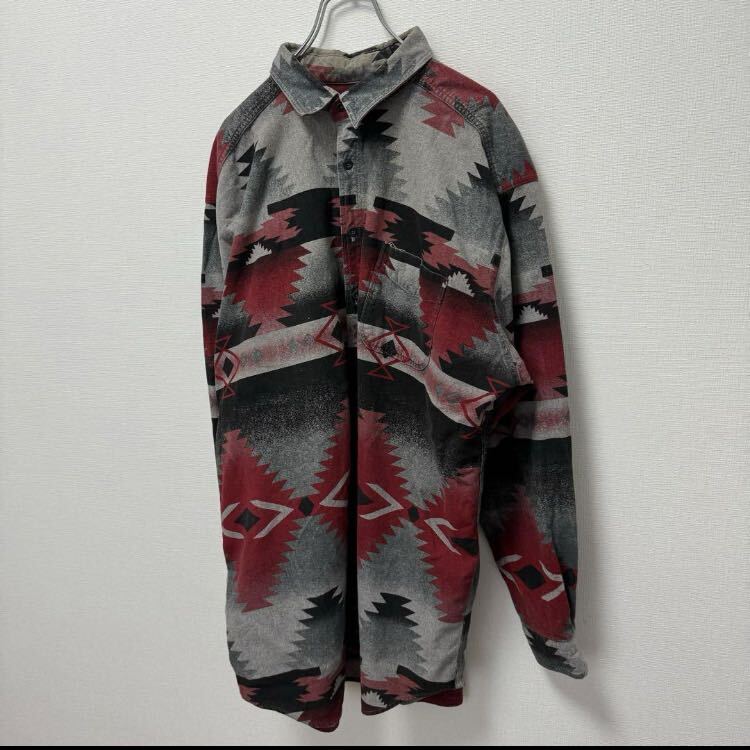 Woolrich ウールリッチ ネルシャツ 総柄 ネイティブ柄 アメカジ 古着 ビッグサイズ アメリカ製 MADE IN USA 長袖シャツ の画像3