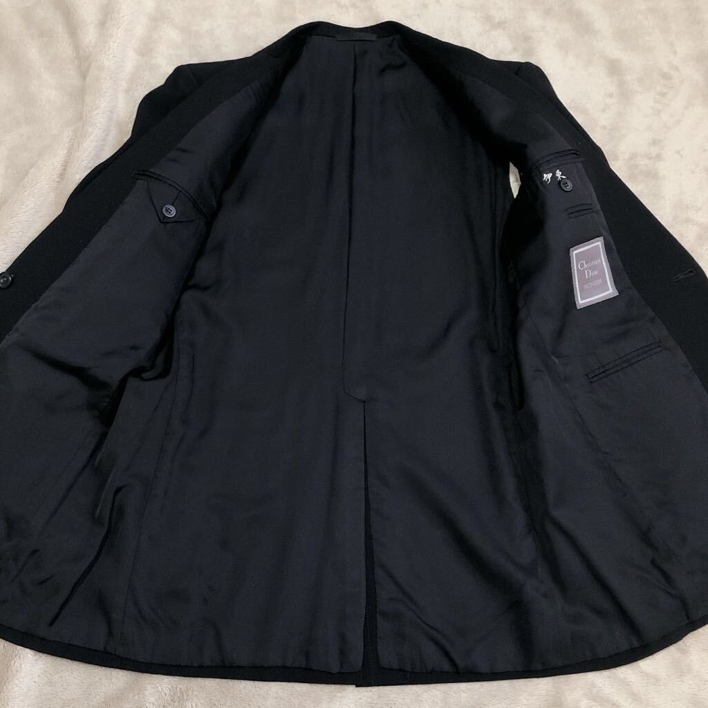 高級★Christian Dior MONSIEUR クリスチャンディオール ムッシュ テーラードジャケット 1B 黒 A6タキシードの画像5
