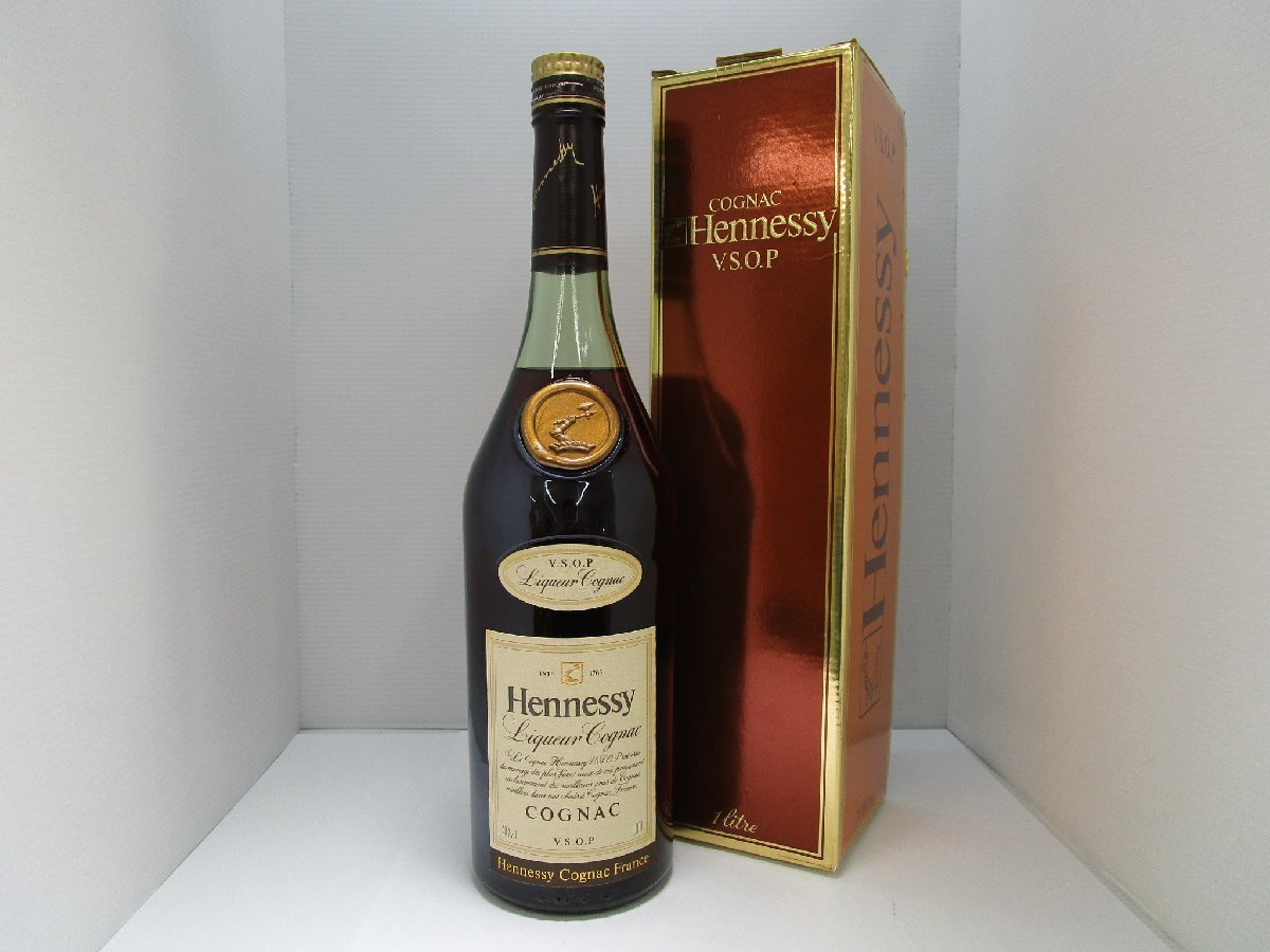 ヘネシー VSOP スリムボトル グリーン 1000ml/1L 40% Hennessy コニャックブランデー 未開栓 古酒 箱付き /B36207_画像1