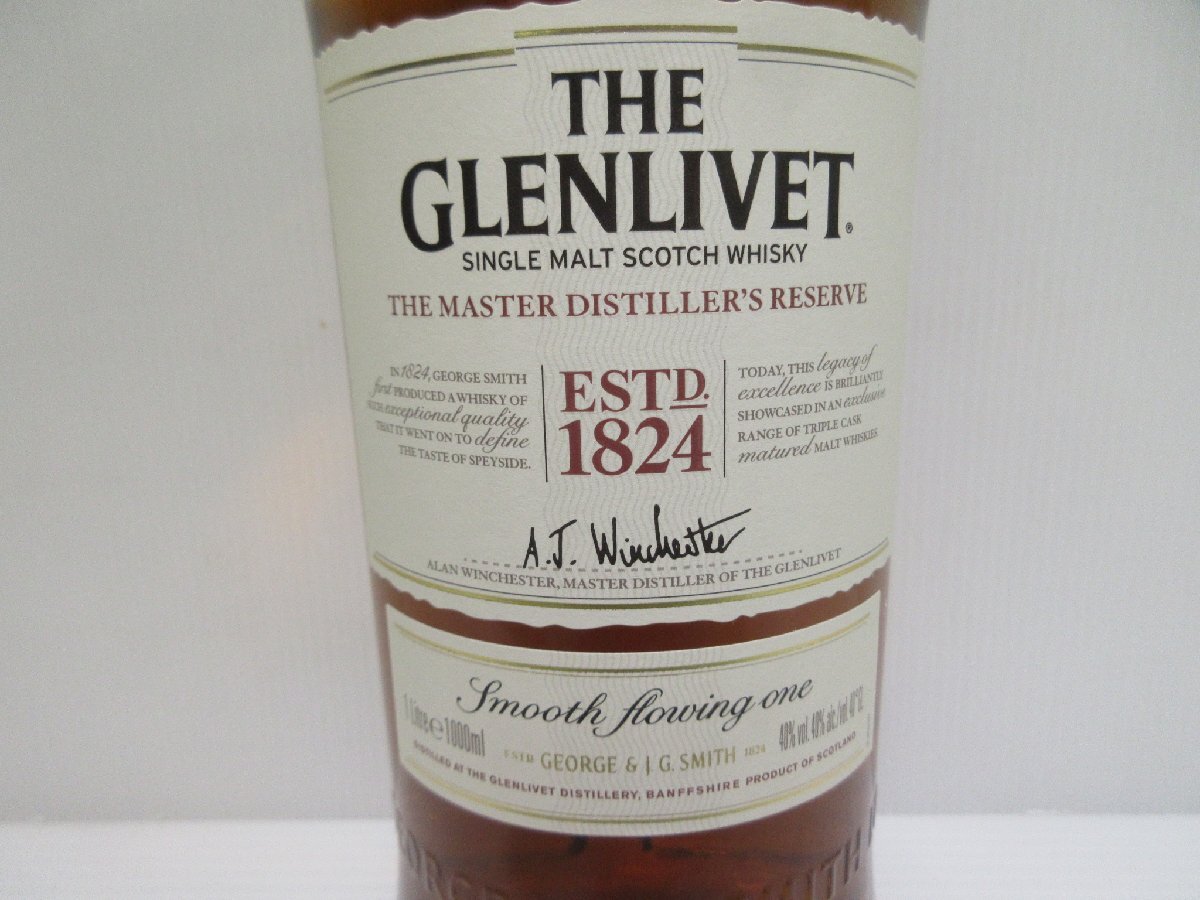 グレンリベット マスター ディスティラリーズ リザーブ シングルモルト THE GLENLIVET 1000ml スコッチ 未開栓 古酒 箱,保護紙付き/B36252の画像3