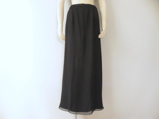 # fine quality beautiful goods [ SOIR DOLCE] Tokyo sowa-ru high class black formal chiffon long skirt made in Japan b1971
