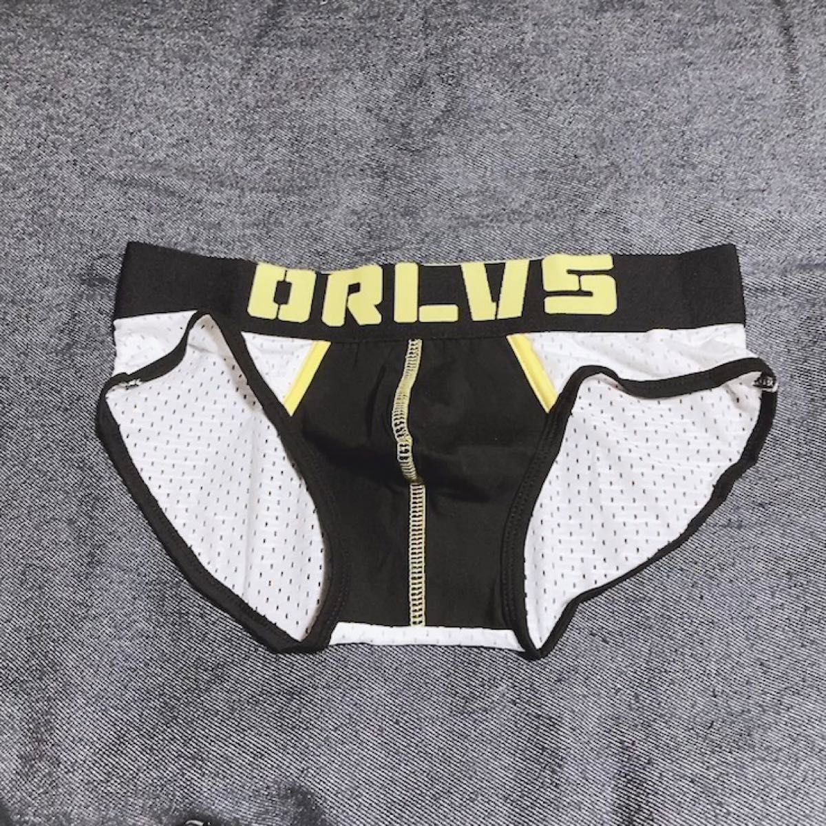 【ORLVS】ボクサー ブリーフ ブラック ホワイト イエロー メッシュ Mサイズ メンズ