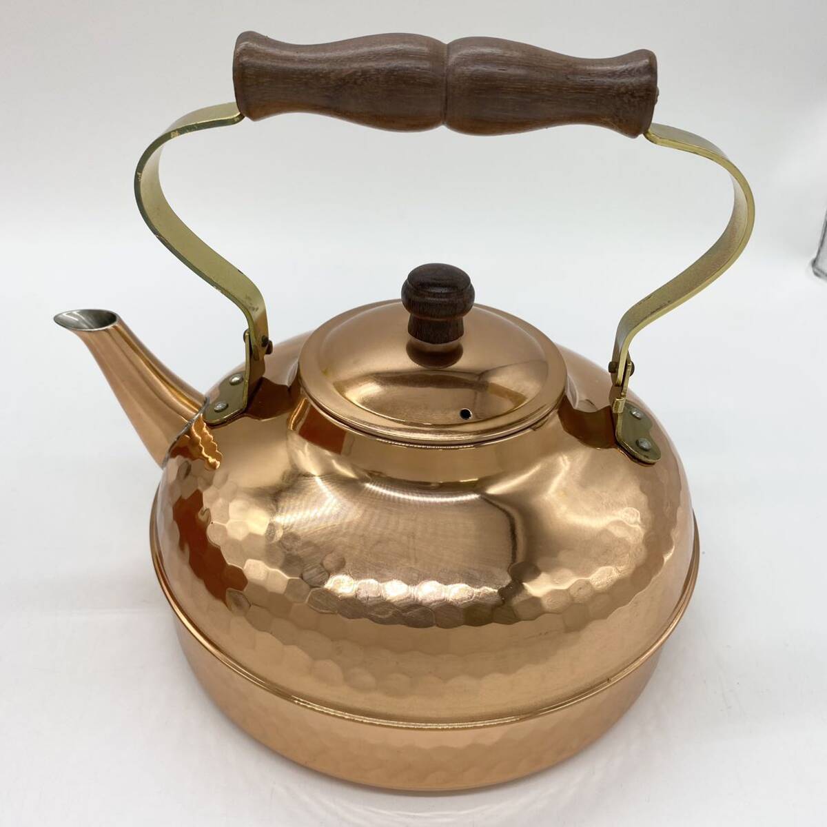 【未使用保管品】 COPPER 100 HOME WARE 鎚目入ケトル 1.5L 純銅 S-611Hの画像2