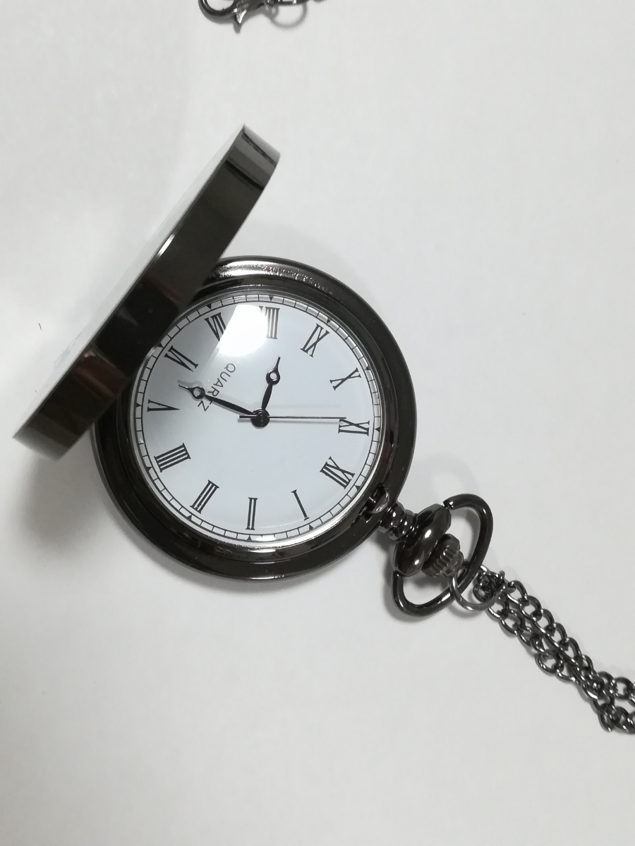  pocket watch quarts type present birthday Father's day message black simple 