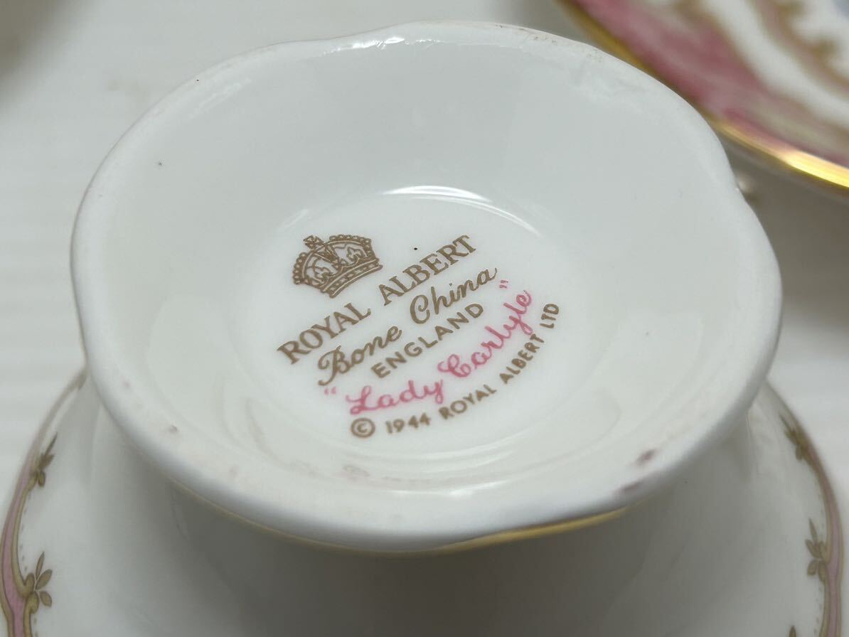 ROYAL ALBERT ロイヤルアルバート Lady Carlyle レディーカーライル カップ&ソーサー 3客セット 金彩 ピンク 花柄