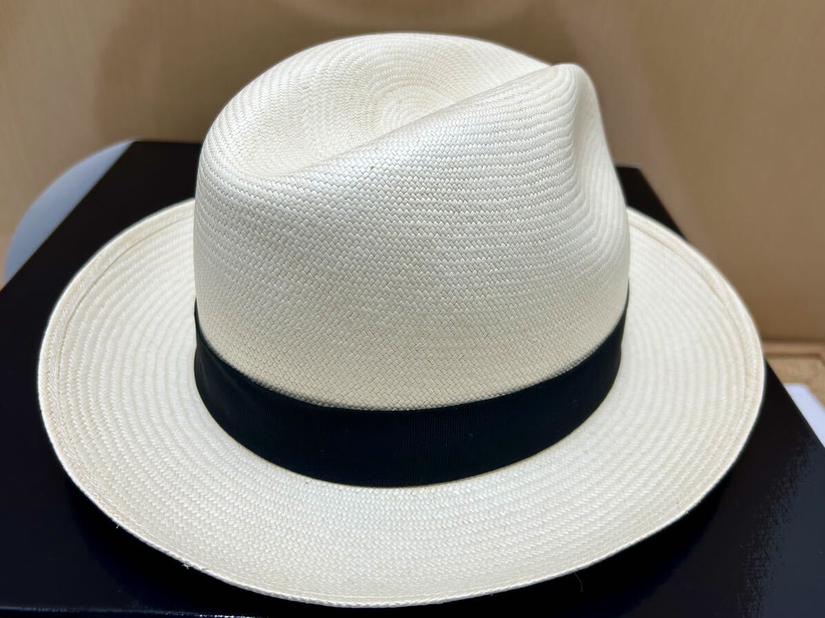 ボルサリーノ 本物 Borsalino 中折れハット サイズ57 帽子 ハット 天然草 パナマ イタリア製 レディース 麦わら帽子の画像4