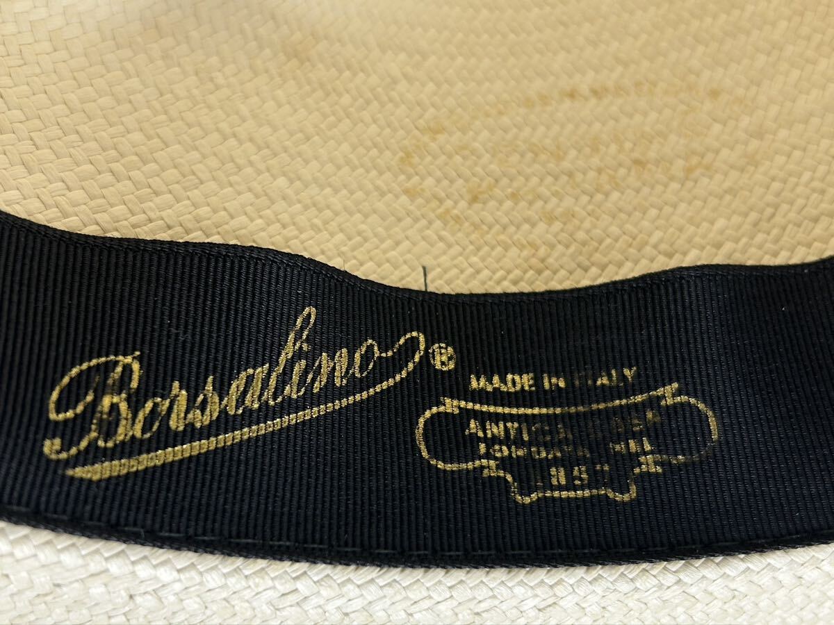 ボルサリーノ 本物 Borsalino 中折れハット サイズ57 帽子 ハット 天然草 パナマ イタリア製 レディース 麦わら帽子の画像8