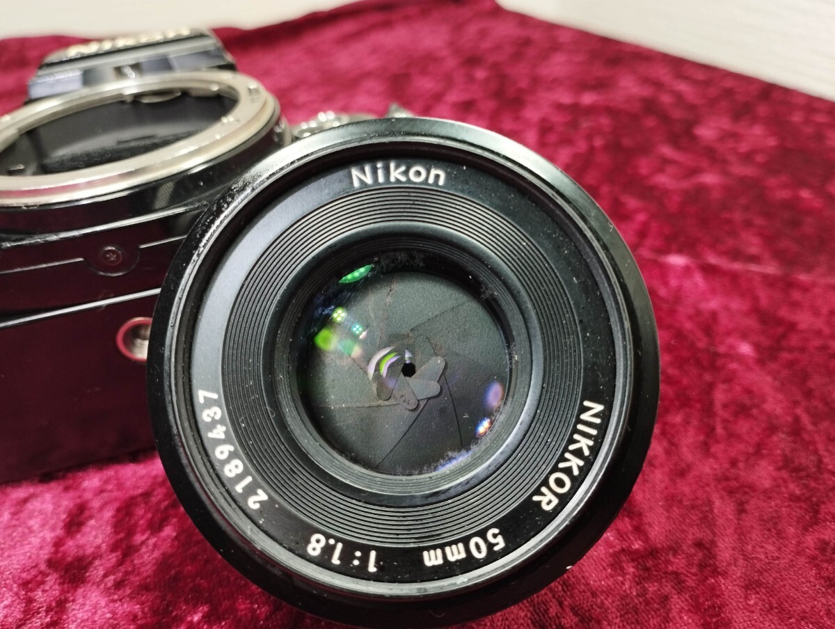 【委託品】 Nikon NEW FM2 Ai NIKKOR 50mm 1.8 フィルムカメラ シャッターOK 速度変化有り ニコン レンズ付き 1円スタート売り切りブラックの画像9