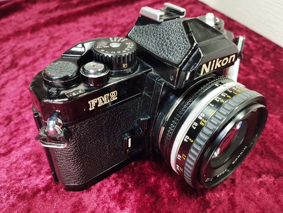【委託品】 Nikon NEW FM2 Ai NIKKOR 50mm 1.8 フィルムカメラ シャッターOK 速度変化有り ニコン レンズ付き 1円スタート売り切りブラックの画像3