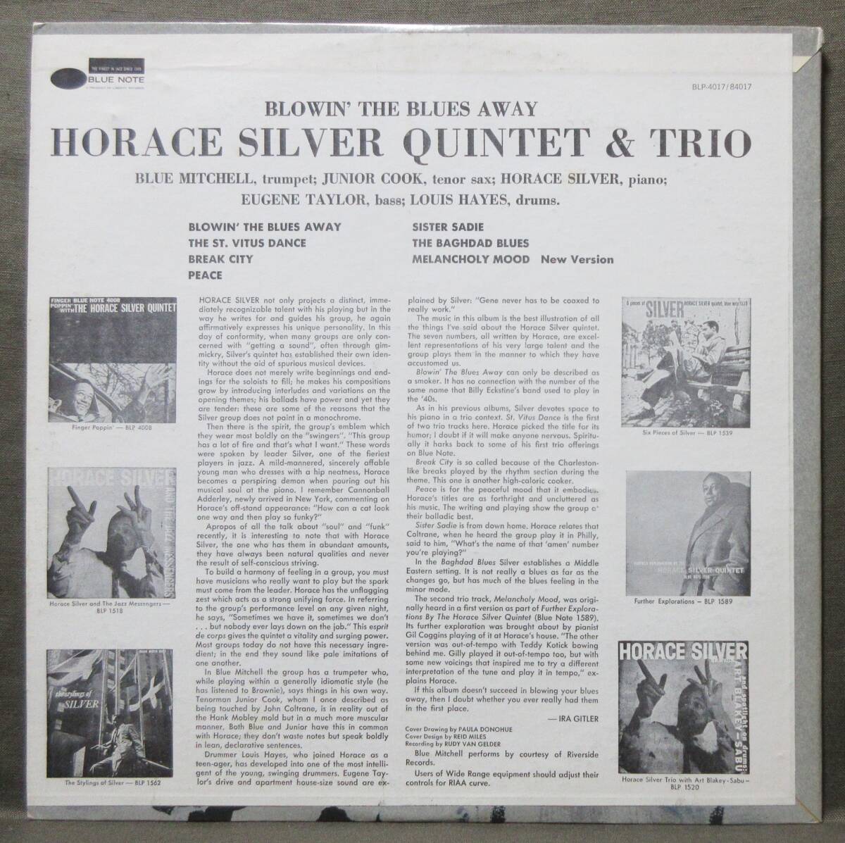 (LP) US/BLUE NOTE(LIBERTY) HORACE SILVER [BLOWIN' THE BLUES AWAY] RVG刻印有り/ホレスシルヴァー/Blue Mitchell/Junior Cook//BST84017の画像2