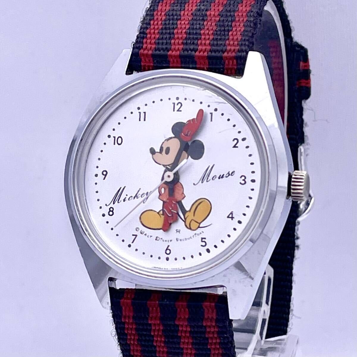 SEIKO セイコー Disney time ディズニータイム Mickey Mouse ミッキーマウス 5000-7000 腕時計 ウォッチ 手巻き 機械式 銀 シルバー P219の画像1