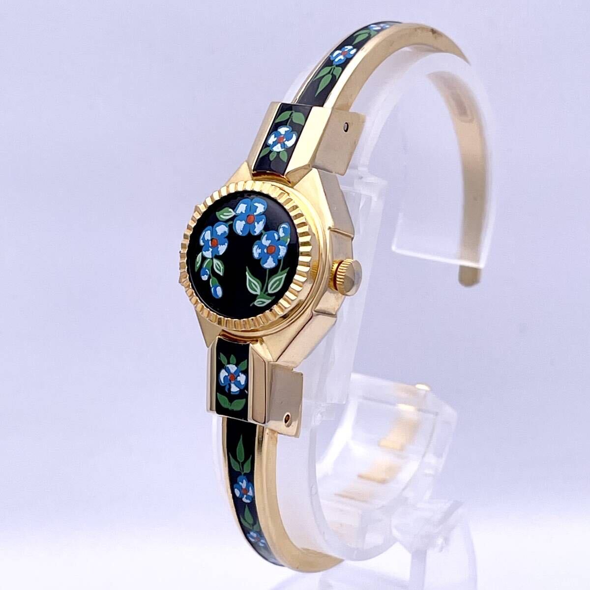 FAITH フェイス 腕時計 ウォッチ バングル フラワー 花柄 クォーツ quartz 金 ゴールド P218の画像2