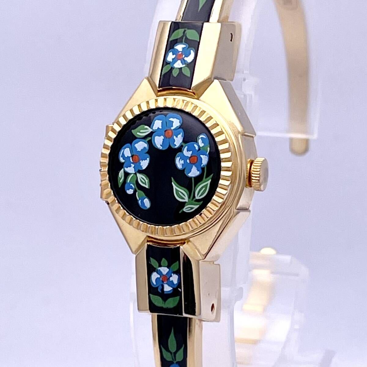 FAITH フェイス 腕時計 ウォッチ バングル フラワー 花柄 クォーツ quartz 金 ゴールド P218の画像1