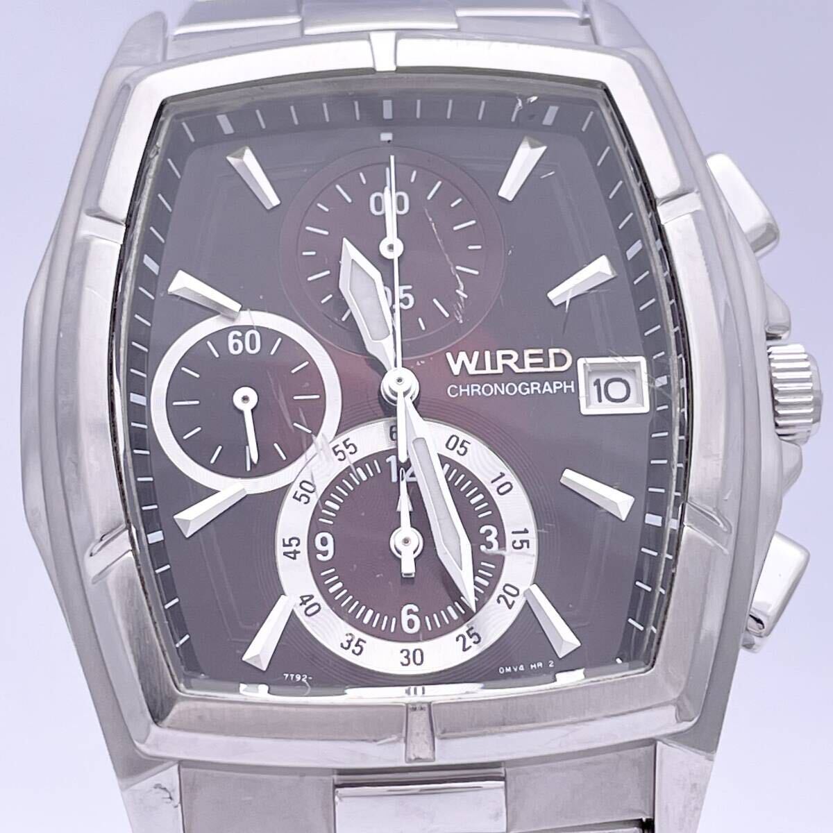 SEIKO セイコー WIRED ワイアード 7T92-0KB0 腕時計 ウォッチ クォーツ quartz クロノグラフ 銀 シルバー P279_画像4