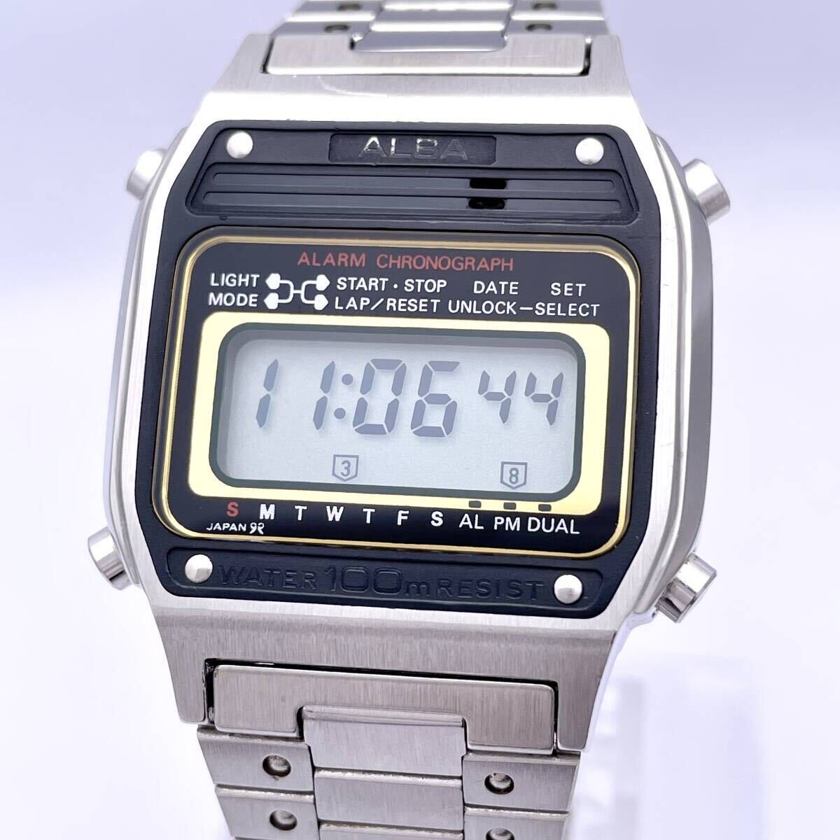  box attaching SEIKO Seiko ALBA Alba screw back Y486-5000 wristwatch watch chronograph quartz quartz black black P293