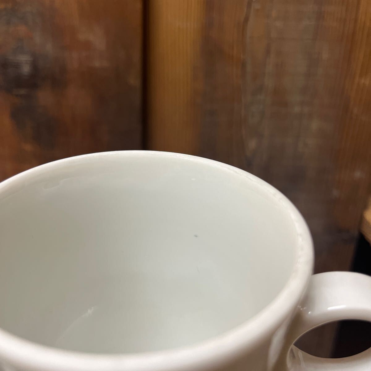 2個セット 大きい マグカップ マグ コップ 白磁 ホワイト ビールジョッキ 当時物 カフェ雑貨 キャンプ フラワーベース 花屋 昭和レトロの画像5