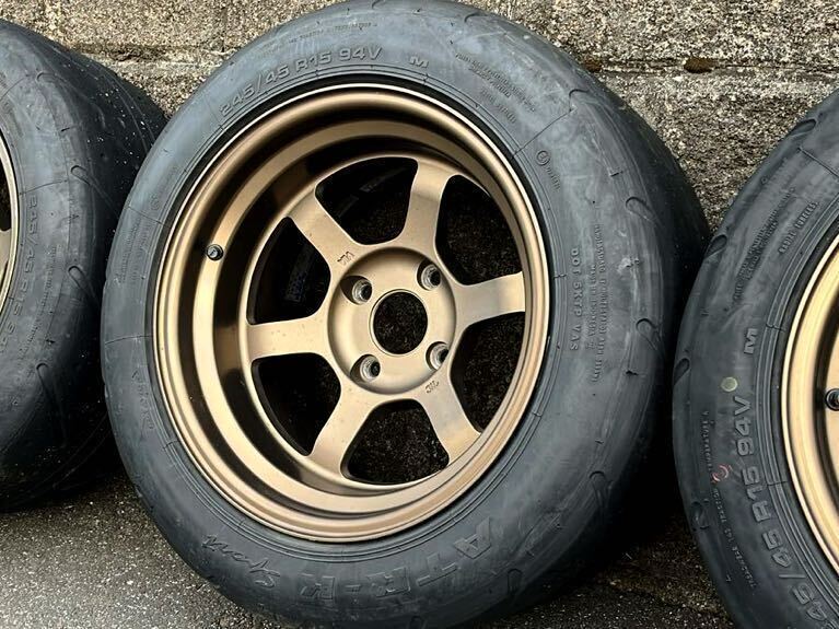  records out of production goods )RAYS VOLK RACING TE37V 15 -inch 9.5J-20 PCD114.3 4H bronze 4 pcs set (AE86 Levin Trueno GC10 Hakosuka S30Z S130Z S13 S14