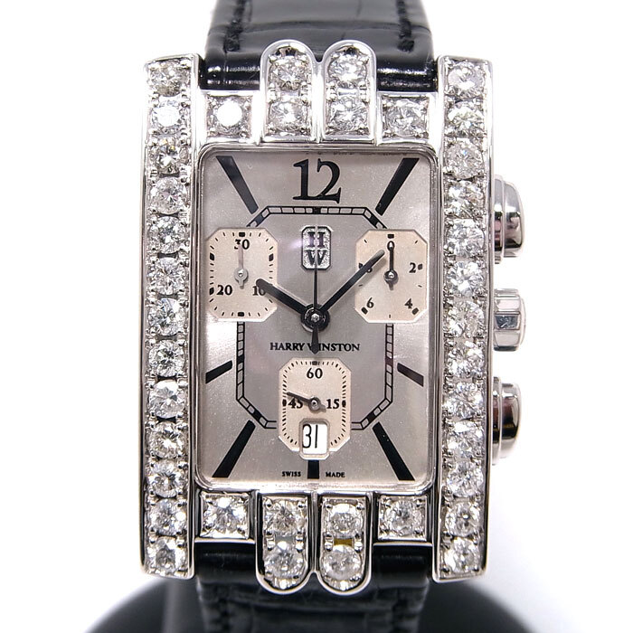 [ Harry Winston ] avenue Chrono diamond bezel K18WG overhaul settled clock HARRY WINSTON