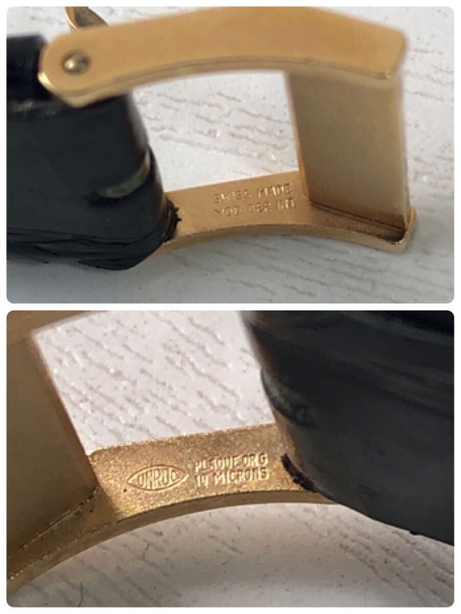 BAUME&MERCIER GENEVE 18金750 腕時計 手巻き 2針 レディース腕時計 裏蓋内750刻印 ボーム&メルシエ 黒文字盤 の画像6
