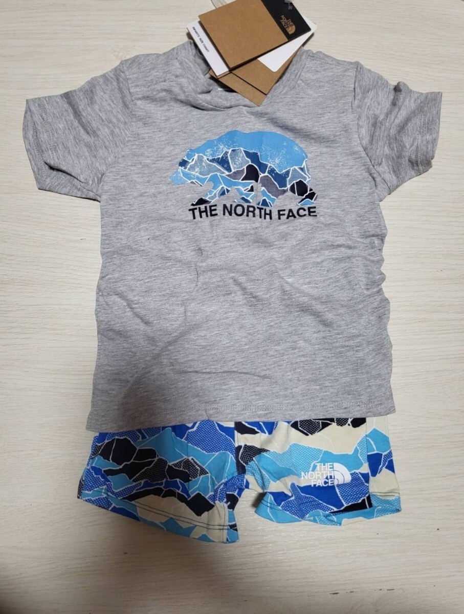  North Face new goods Kids top and bottom set setup T-shirt trousers gray 90