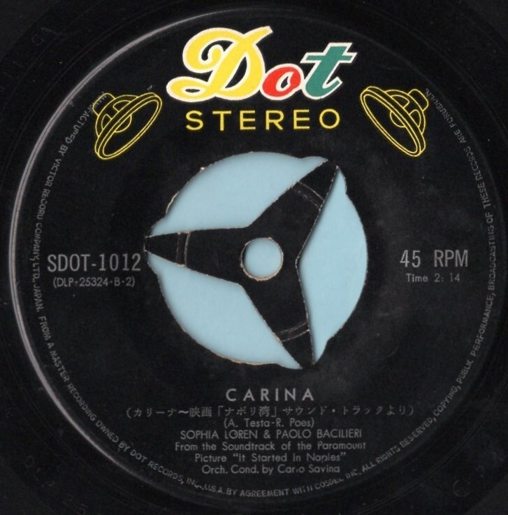 1960 год Showa 35 год? sophia * low Len . Pao ro*ba Chile .li Carina одиночный запись SD0T-1012 стерео запись juke box jacket 