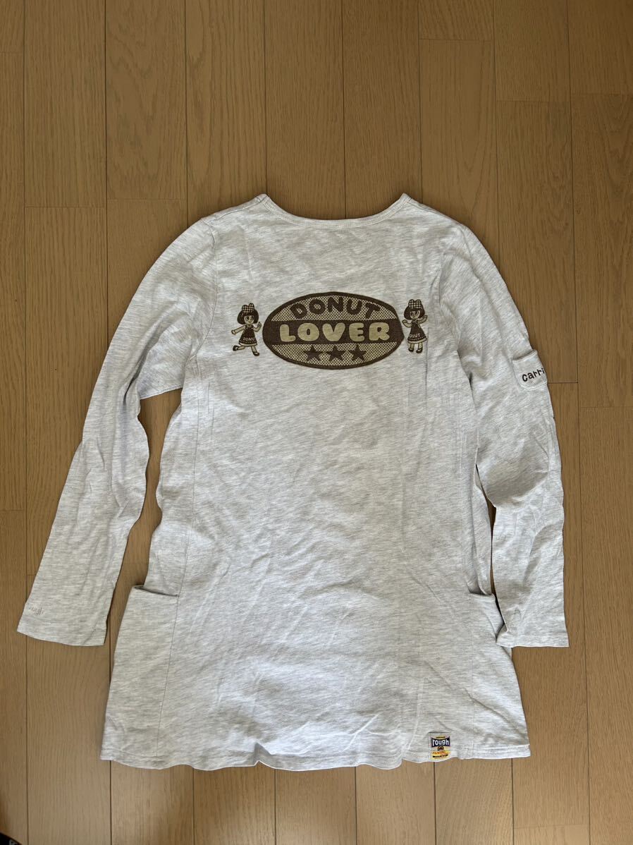 *rough* rough * long T long sleeve T shirt patchwork Logo T