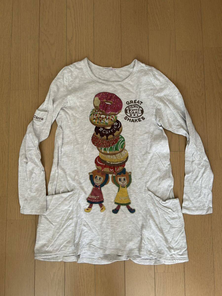 *rough* rough * long T long sleeve T shirt patchwork Logo T