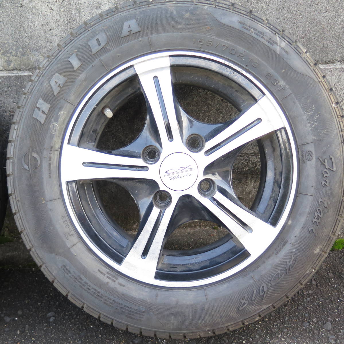 スーパーカブ風トライク [LZXRCAL] 社外CX Wheels アルミリアホイール2本セット 13×5J HS018 PCD100 4H 165/70R13 中古　ホンダ KR051120_画像3