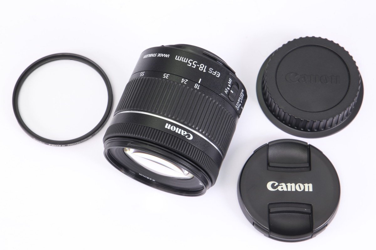 【 美品 | 動作保証 】 Canon EF-S18-55mm F4-5.6 IS STM ブラック 【 レンズプロテクター 追加付属 】_画像2