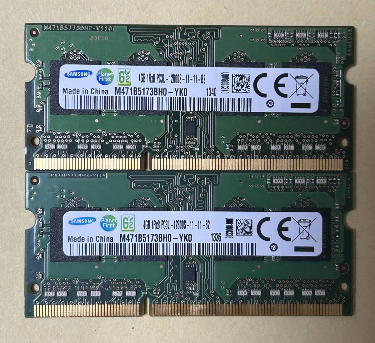 即決 動作確認済み SAMSUNG サムスン SO-DIMM 204pin DDR3L PC3L-12800S 4GB×2枚(8GB) 1.35V低電圧対応 1.5V対応 ノートパソコン用 ①の画像1