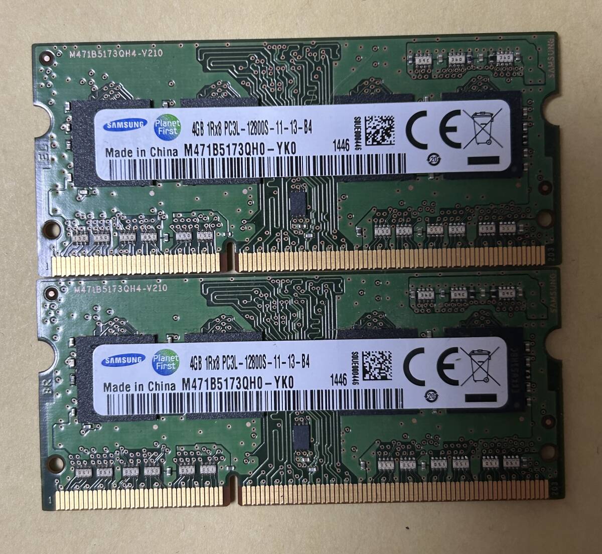 SAMSUNG サムスン SO-DIMM 204pin DDR3L PC3L-12800S 4GB×2枚(8GB) 1.35V低電圧対応 1.5V対応 ノートパソコン用_画像1