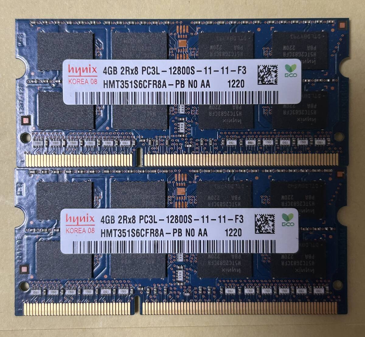 hynix ハイニックス SO-DIMM 204pin DDR3L PC3L-12800S 4GB×2枚(8GB) 1.35V低電圧対応 1.5V対応 ノートパソコン用_画像1