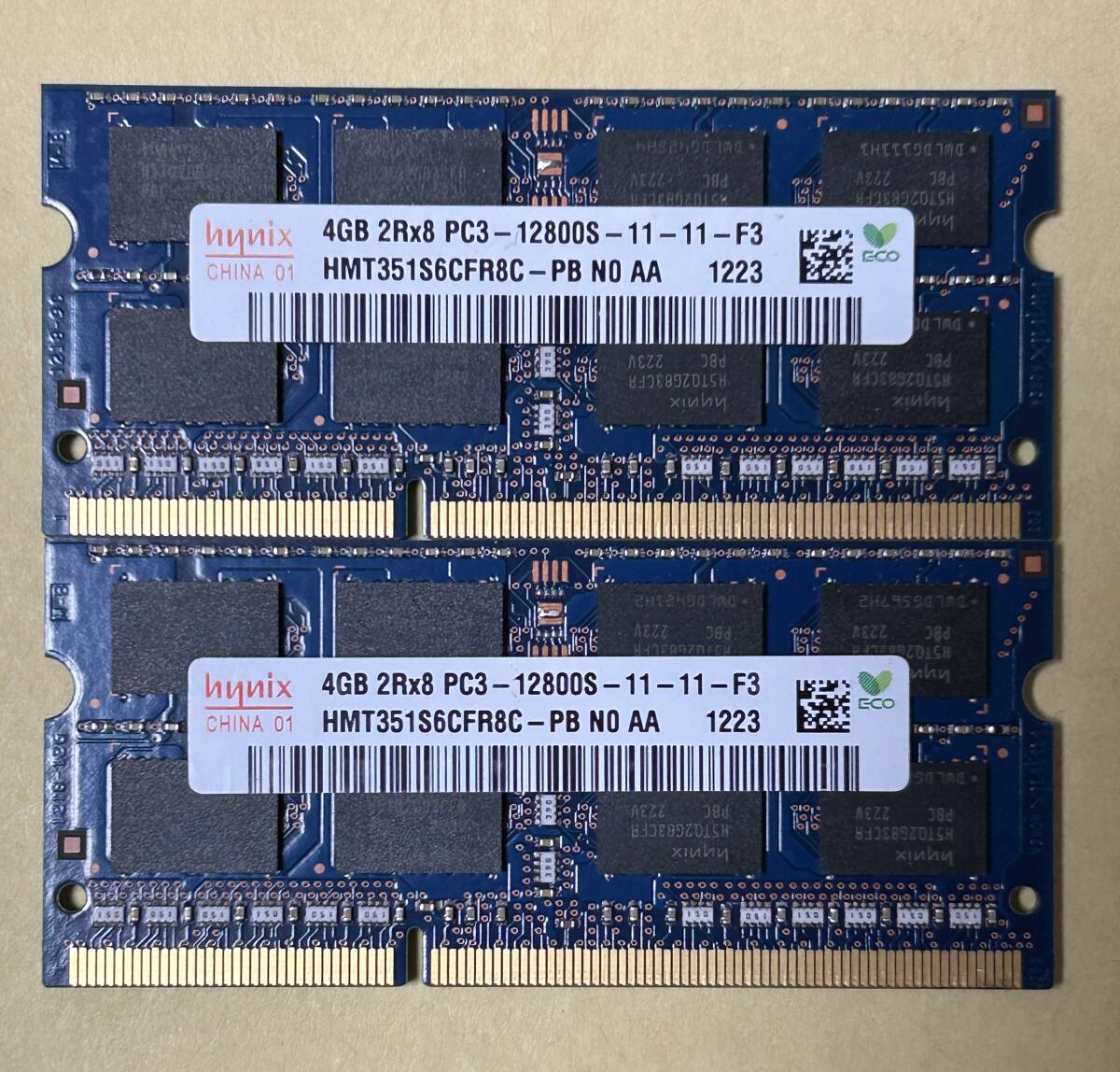 hynix ハイニックス SO-DIMM 204pin PC3-12800S 4GB×2枚  ノートパソコン用 ④の画像1