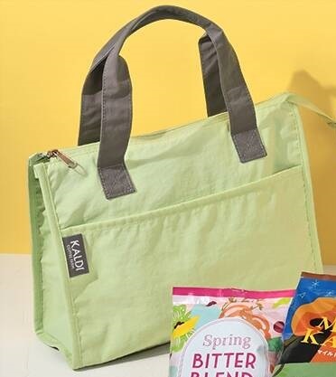 ##KALDIka Rudy ## new goods 2024 spring. coffee bag. out sack * simple keep cool type tote bag ( light green ) lunch tote bag 