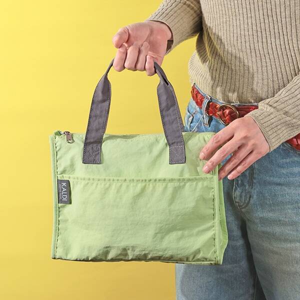 ##KALDIka Rudy ## new goods 2024 spring. coffee bag. out sack * simple keep cool type tote bag ( light green ) lunch tote bag 