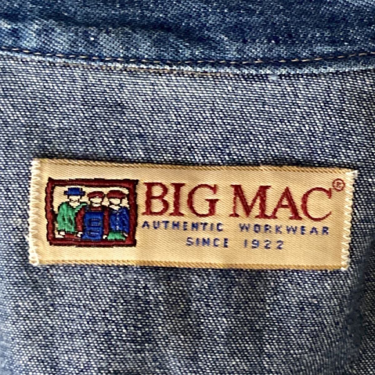 BIG MAC ビッグマック シャツ デニムウエスタンシャツ デニム ウエスタンシャツ インディゴ 長袖　濃紺　アメリカ製　M