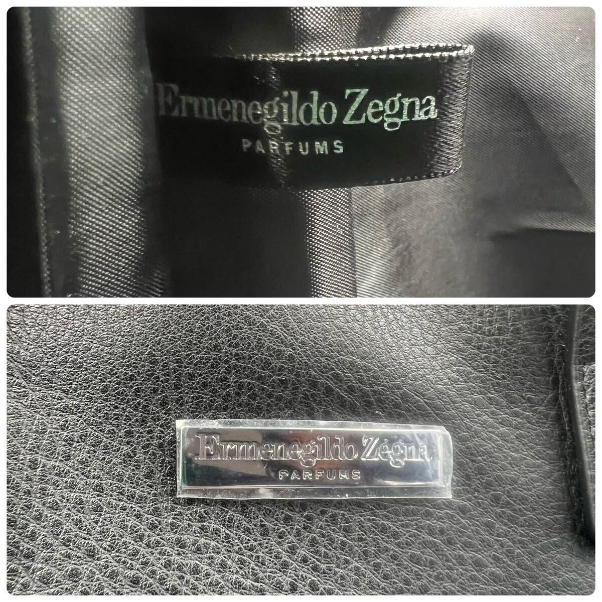 未使用級●エルメネジルドゼニア Ermenegildo Zegna トートバッグ ブリーフケース ビジネス ボストン メンズ レザー ブラック 黒 大容量