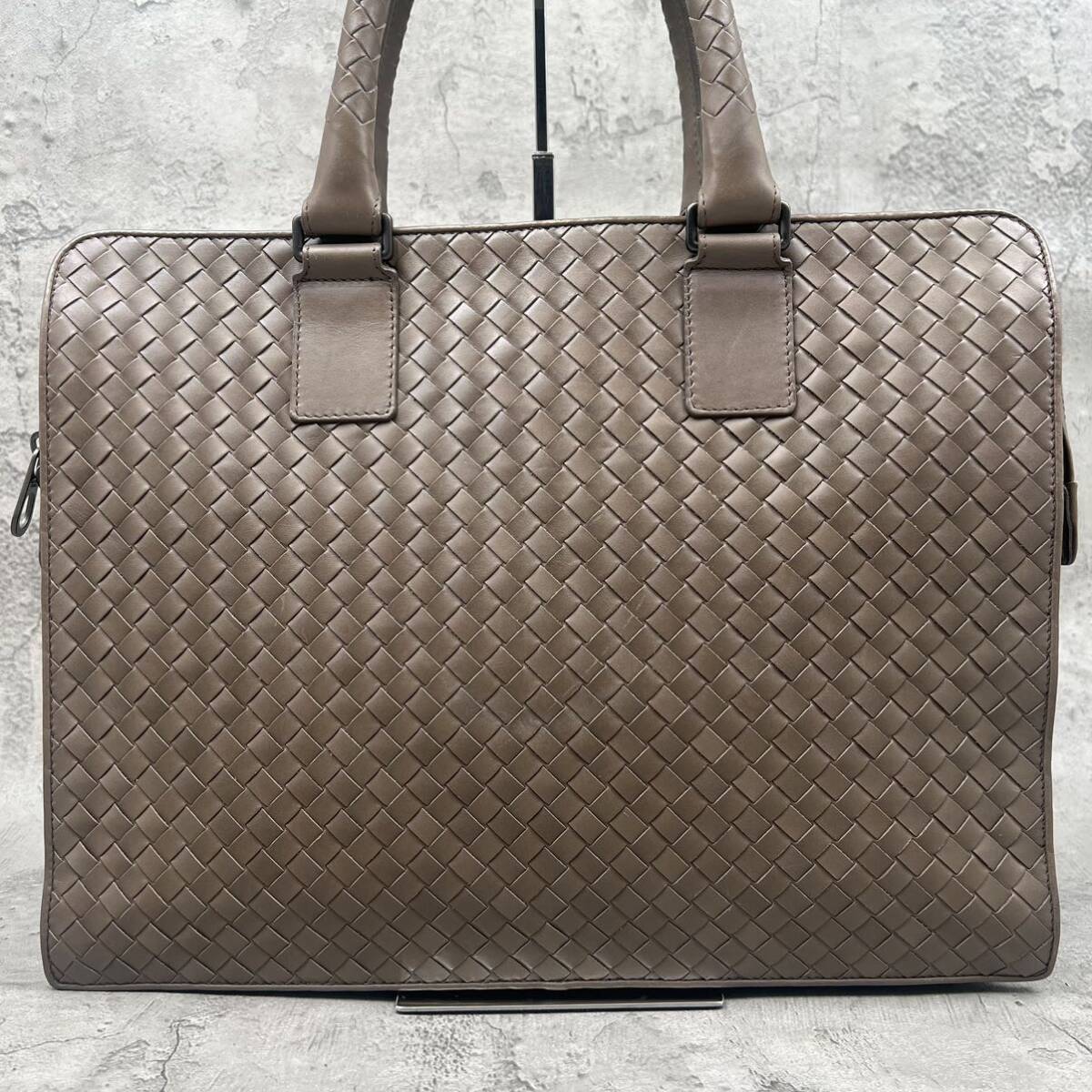 極美品● BOTTEGA VENETA ボッテガヴェネタ ビジネスバッグ イントレチャート ブリーフケース レザー ブラウン メンズ 3室 A4可 本革