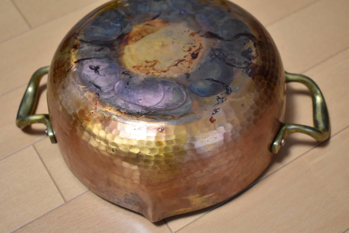 中古 純銅厚板使用 天ぷら鍋 内径21㎝ の画像5